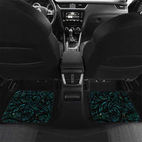 New Zealand Aotearoa Car Mats Maori Wheku Paua Shell Glitter Turquoise LT05 Set 2pcs - Back Turquoise - Polynesian Pride