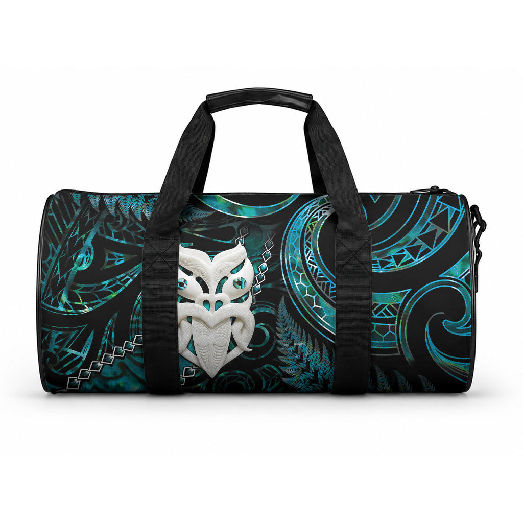 New Zealand Aotearoa Duffle Bag Maori Wheku Paua Shell Glitter Turquoise LT05 One size Turquoise - Polynesian Pride