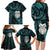 New Zealand Aotearoa Family Matching Long Sleeve Bodycon Dress and Hawaiian Shirt Maori Wheku Paua Shell Glitter Turquoise