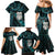 New Zealand Aotearoa Family Matching Mermaid Dress and Hawaiian Shirt Maori Wheku Paua Shell Glitter Turquoise