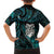 New Zealand Aotearoa Family Matching Off Shoulder Short Dress and Hawaiian Shirt Maori Wheku Paua Shell Glitter Turquoise