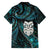 New Zealand Aotearoa Family Matching Off Shoulder Short Dress and Hawaiian Shirt Maori Wheku Paua Shell Glitter Turquoise