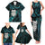 New Zealand Aotearoa Family Matching Tank Maxi Dress and Hawaiian Shirt Maori Wheku Paua Shell Glitter Turquoise