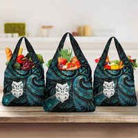 New Zealand Aotearoa Grocery Bag Maori Wheku Paua Shell Glitter Turquoise LT05 3-pack One Size Turquoise - Polynesian Pride