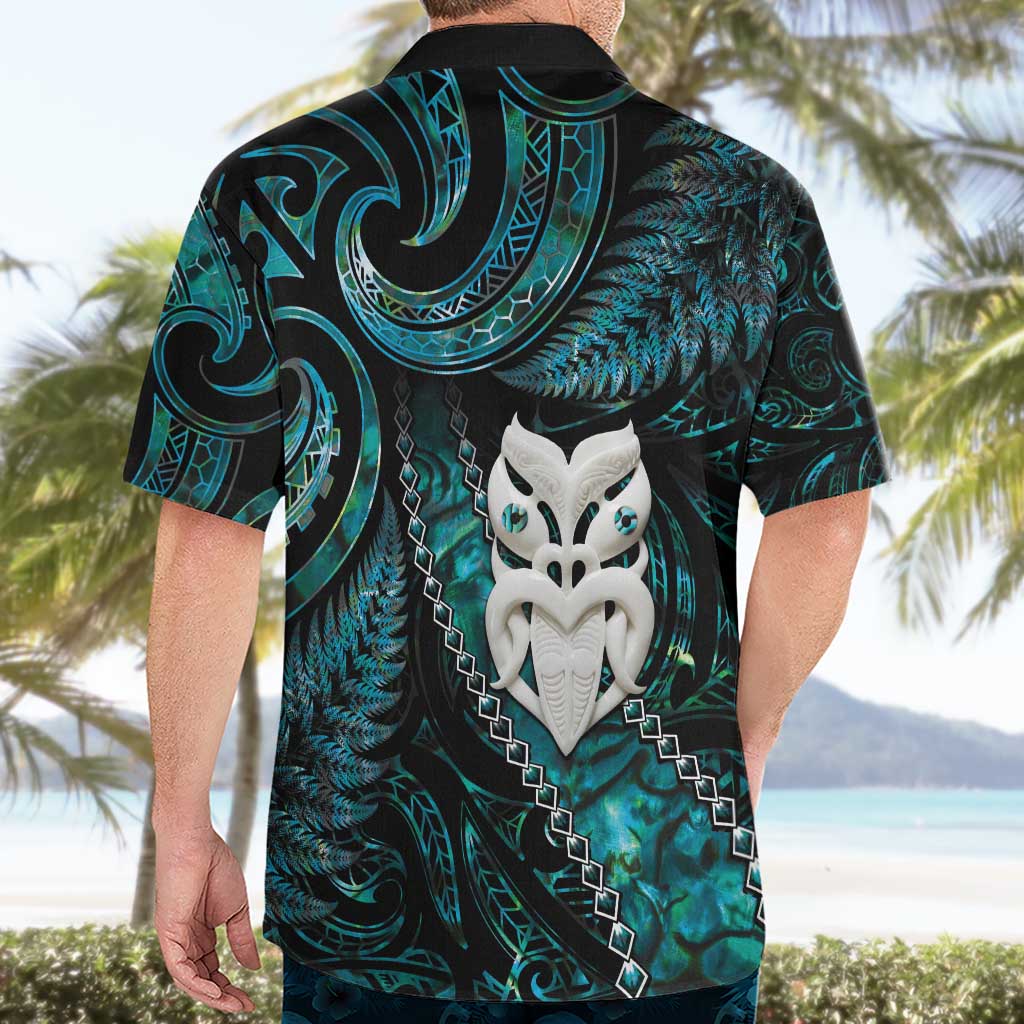 New Zealand Aotearoa Hawaiian Shirt Maori Wheku Paua Shell Glitter Turquoise LT05 - Polynesian Pride