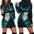 New Zealand Aotearoa Hoodie Dress Maori Wheku Paua Shell Glitter Turquoise