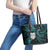 New Zealand Aotearoa Leather Tote Bag Maori Wheku Paua Shell Glitter Turquoise