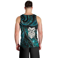 New Zealand Aotearoa Men Tank Top Maori Wheku Paua Shell Glitter Turquoise LT05 - Polynesian Pride