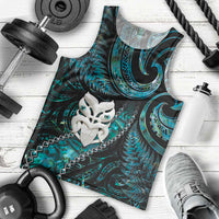 New Zealand Aotearoa Men Tank Top Maori Wheku Paua Shell Glitter Turquoise LT05 - Polynesian Pride
