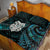 New Zealand Aotearoa Quilt Bed Set Maori Wheku Paua Shell Glitter Turquoise