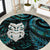 New Zealand Aotearoa Round Carpet Maori Wheku Paua Shell Glitter Turquoise