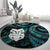 New Zealand Aotearoa Round Carpet Maori Wheku Paua Shell Glitter Turquoise