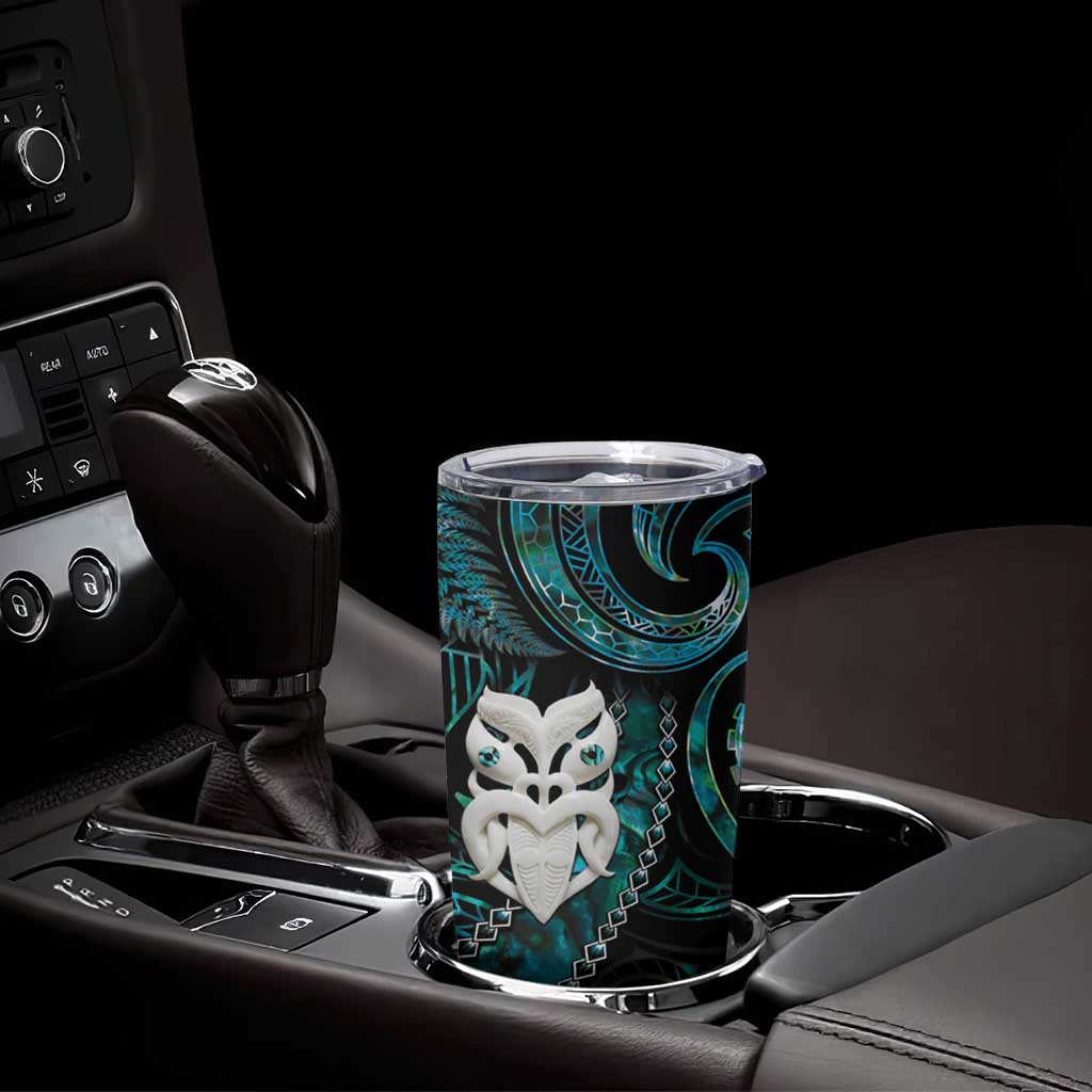 New Zealand Aotearoa Tumbler Cup Maori Wheku Paua Shell Glitter Turquoise LT05 - Polynesian Pride