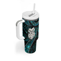 New Zealand Aotearoa Tumbler With Handle Maori Wheku Paua Shell Glitter Turquoise LT05 - Polynesian Pride