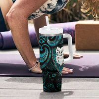 New Zealand Aotearoa Tumbler With Handle Maori Wheku Paua Shell Glitter Turquoise LT05 - Polynesian Pride