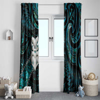 New Zealand Aotearoa Window Curtain Maori Wheku Paua Shell Glitter Turquoise LT05 - Polynesian Pride