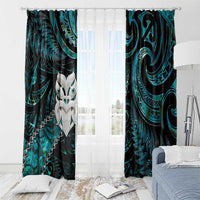 New Zealand Aotearoa Window Curtain Maori Wheku Paua Shell Glitter Turquoise LT05 - Polynesian Pride
