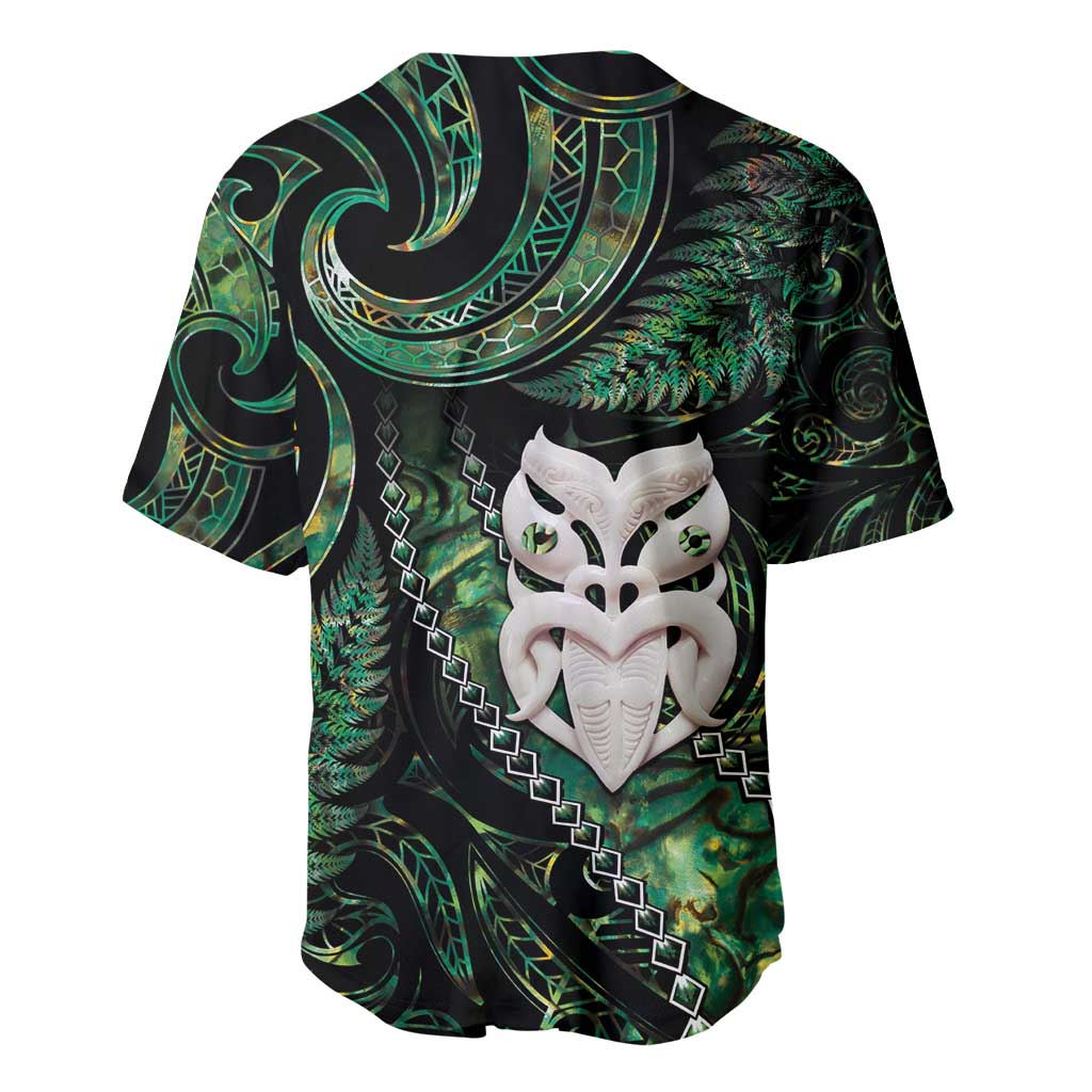New Zealand Aotearoa Baseball Jersey Maori Wheku Paua Shell Glitter Green