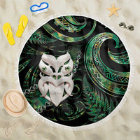 New Zealand Aotearoa Beach Blanket Maori Wheku Paua Shell Glitter Green LT05 One Size 150cm Green - Polynesian Pride
