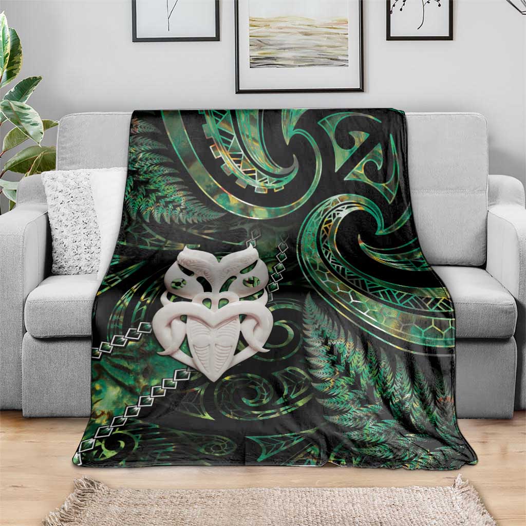 New Zealand Aotearoa Blanket Maori Wheku Paua Shell Glitter Green LT05 - Polynesian Pride