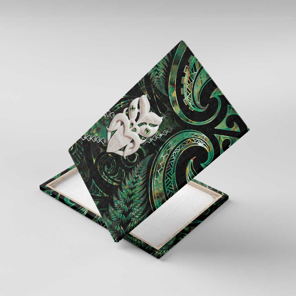 New Zealand Aotearoa Canvas Wall Art Maori Wheku Paua Shell Glitter Green LT05 With Frame Green - Polynesian Pride