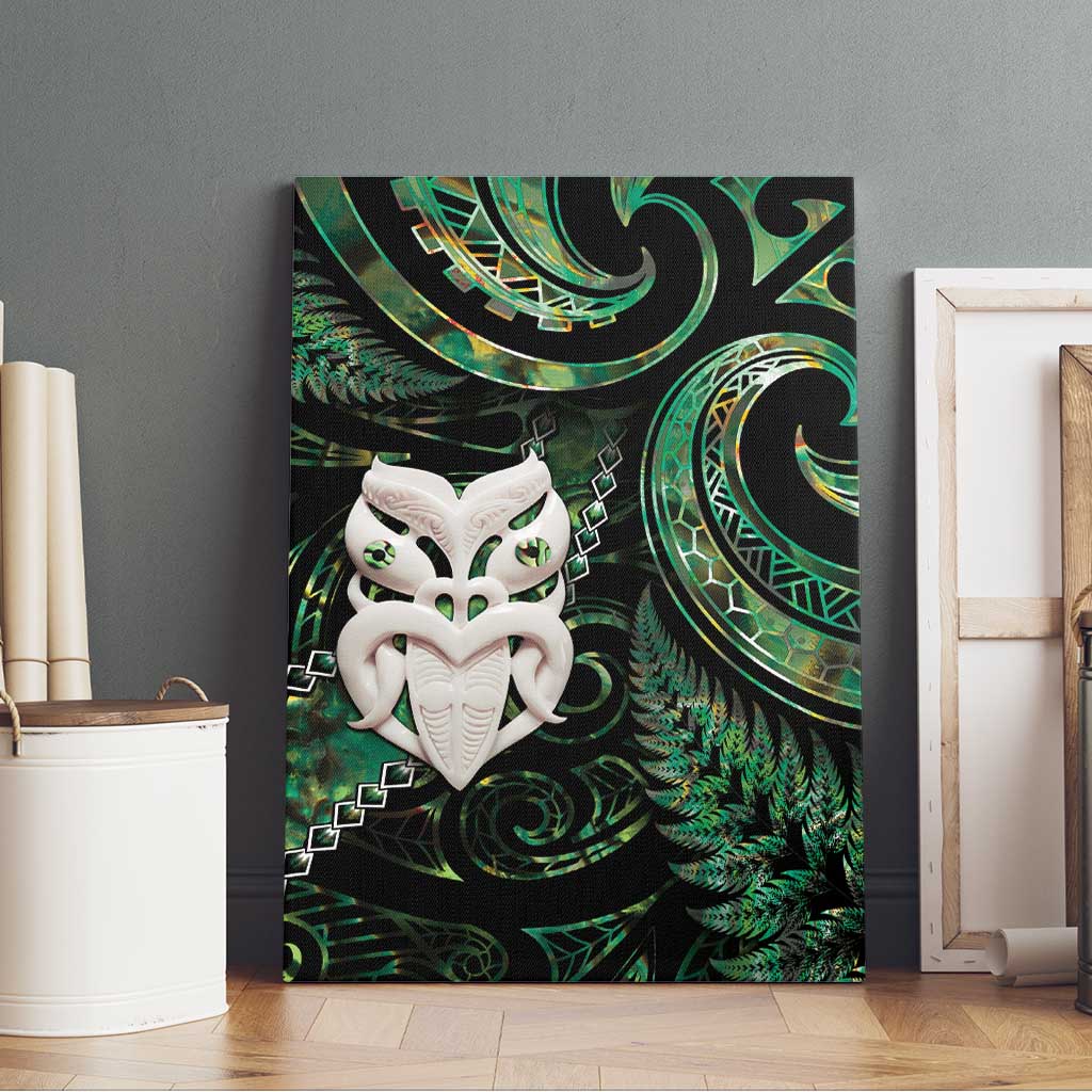 New Zealand Aotearoa Canvas Wall Art Maori Wheku Paua Shell Glitter Green LT05 - Polynesian Pride