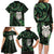 New Zealand Aotearoa Family Matching Long Sleeve Bodycon Dress and Hawaiian Shirt Maori Wheku Paua Shell Glitter Green