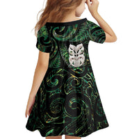 New Zealand Aotearoa Family Matching Off Shoulder Maxi Dress and Hawaiian Shirt Maori Wheku Paua Shell Glitter Green