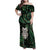 New Zealand Aotearoa Family Matching Off Shoulder Maxi Dress and Hawaiian Shirt Maori Wheku Paua Shell Glitter Green