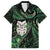 New Zealand Aotearoa Family Matching Off Shoulder Short Dress and Hawaiian Shirt Maori Wheku Paua Shell Glitter Green