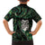 New Zealand Aotearoa Family Matching Short Sleeve Bodycon Dress and Hawaiian Shirt Maori Wheku Paua Shell Glitter Green