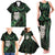 New Zealand Aotearoa Family Matching Tank Maxi Dress and Hawaiian Shirt Maori Wheku Paua Shell Glitter Green