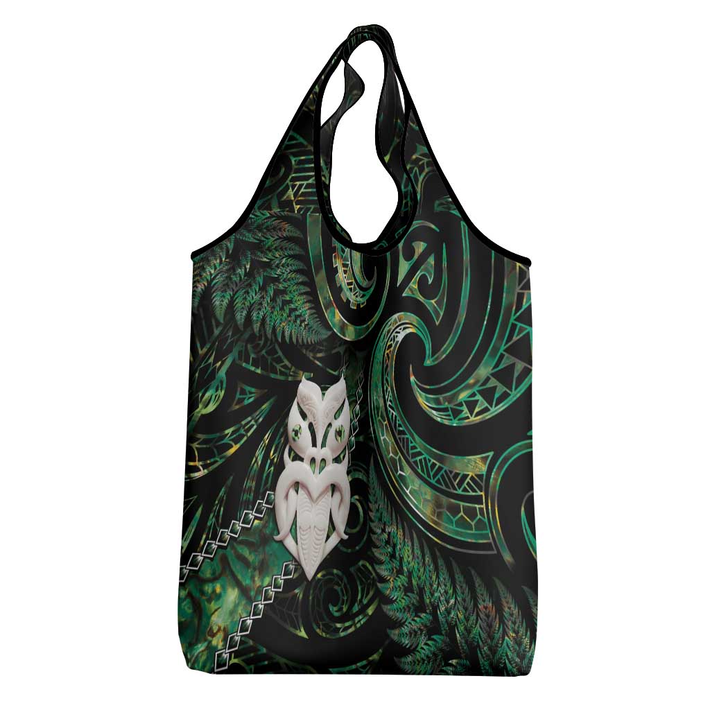 New Zealand Aotearoa Grocery Bag Maori Wheku Paua Shell Glitter Green LT05 - Polynesian Pride