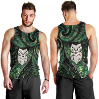New Zealand Aotearoa Men Tank Top Maori Wheku Paua Shell Glitter Green LT05 - Polynesian Pride