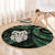 New Zealand Aotearoa Round Carpet Maori Wheku Paua Shell Glitter Green