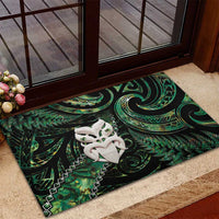New Zealand Aotearoa Rubber Doormat Maori Wheku Paua Shell Glitter Green LT05 - Polynesian Pride