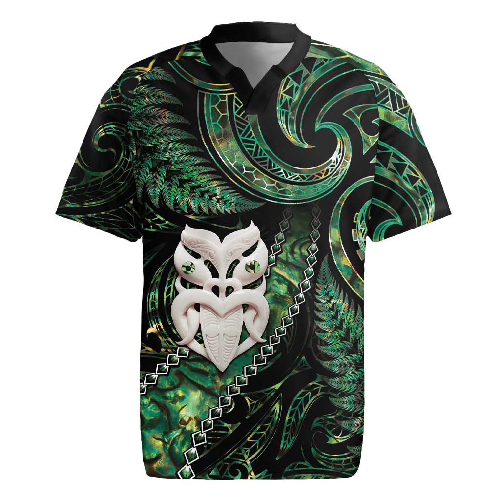 New Zealand Aotearoa Rugby Jersey Maori Wheku Paua Shell Glitter Green