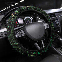 New Zealand Aotearoa Steering Wheel Cover Maori Wheku Paua Shell Glitter Green LT05 Universal Fit Green - Polynesian Pride