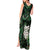 New Zealand Aotearoa Tank Maxi Dress Maori Wheku Paua Shell Glitter Green