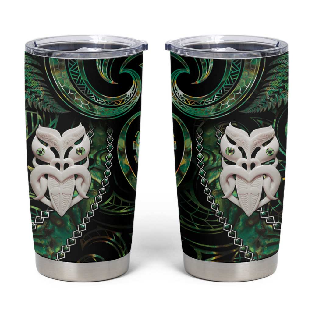 New Zealand Aotearoa Tumbler Cup Maori Wheku Paua Shell Glitter Green LT05 Green - Polynesian Pride