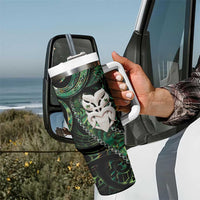 New Zealand Aotearoa Tumbler With Handle Maori Wheku Paua Shell Glitter Green LT05 - Polynesian Pride