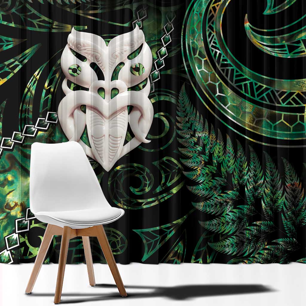 New Zealand Aotearoa Window Curtain Maori Wheku Paua Shell Glitter Green LT05 - Polynesian Pride