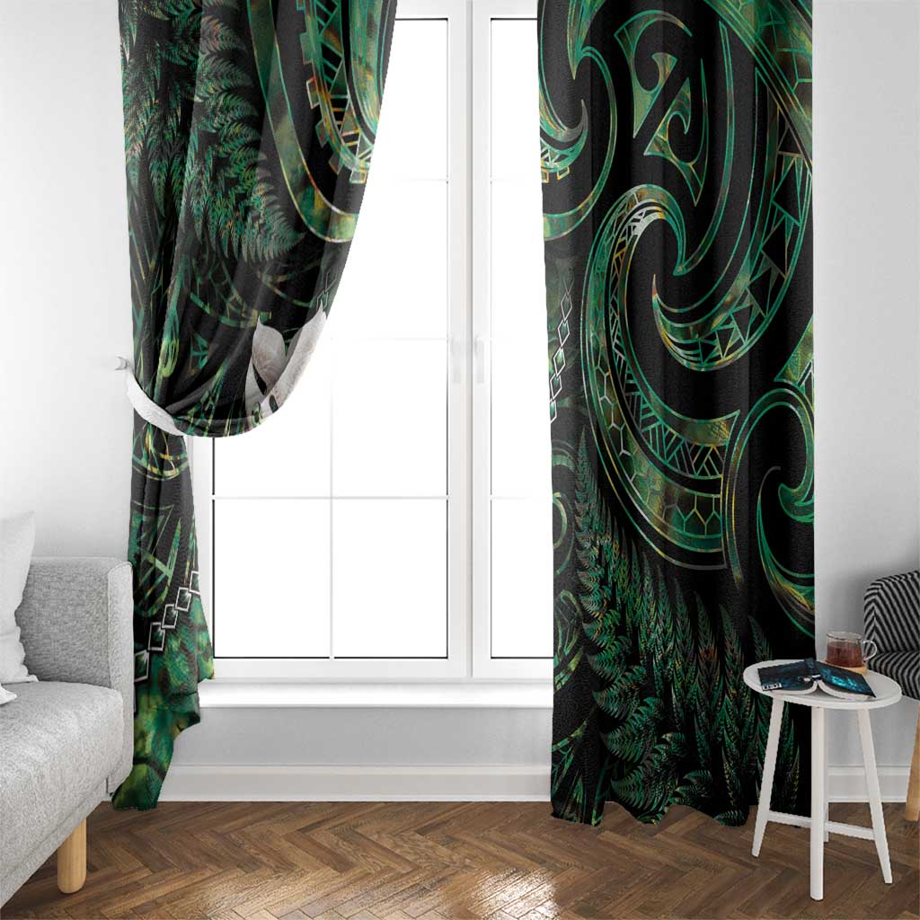 New Zealand Aotearoa Window Curtain Maori Wheku Paua Shell Glitter Green LT05 - Polynesian Pride