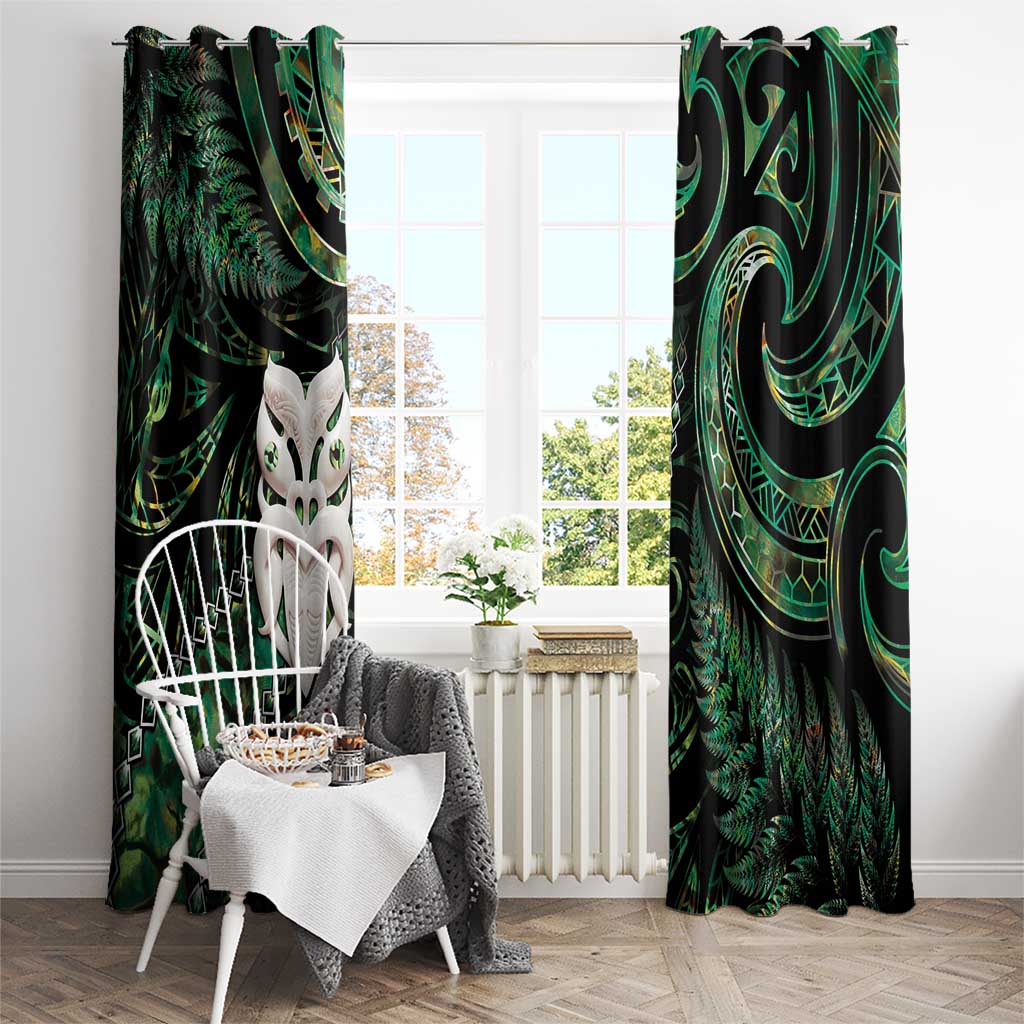 New Zealand Aotearoa Window Curtain Maori Wheku Paua Shell Glitter Green LT05 - Polynesian Pride