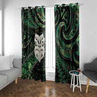 New Zealand Aotearoa Window Curtain Maori Wheku Paua Shell Glitter Green LT05 With Grommets Green - Polynesian Pride