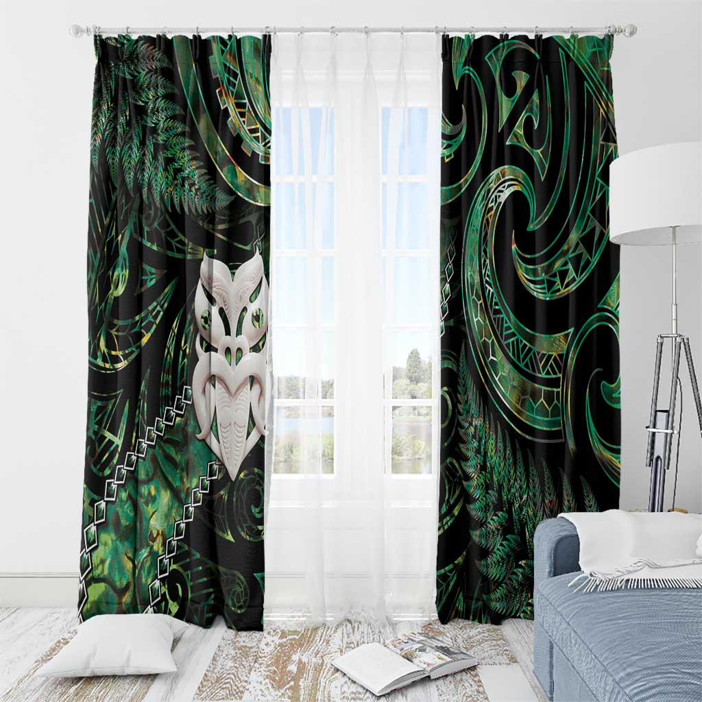 New Zealand Aotearoa Window Curtain Maori Wheku Paua Shell Glitter Green LT05 - Polynesian Pride