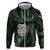 New Zealand Aotearoa Zip Hoodie Maori Wheku Paua Shell Glitter Green