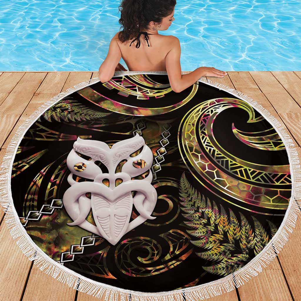 New Zealand Aotearoa Beach Blanket Maori Wheku Paua Shell Glitter Gold LT05 - Polynesian Pride
