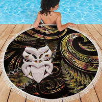 New Zealand Aotearoa Beach Blanket Maori Wheku Paua Shell Glitter Gold LT05 - Polynesian Pride