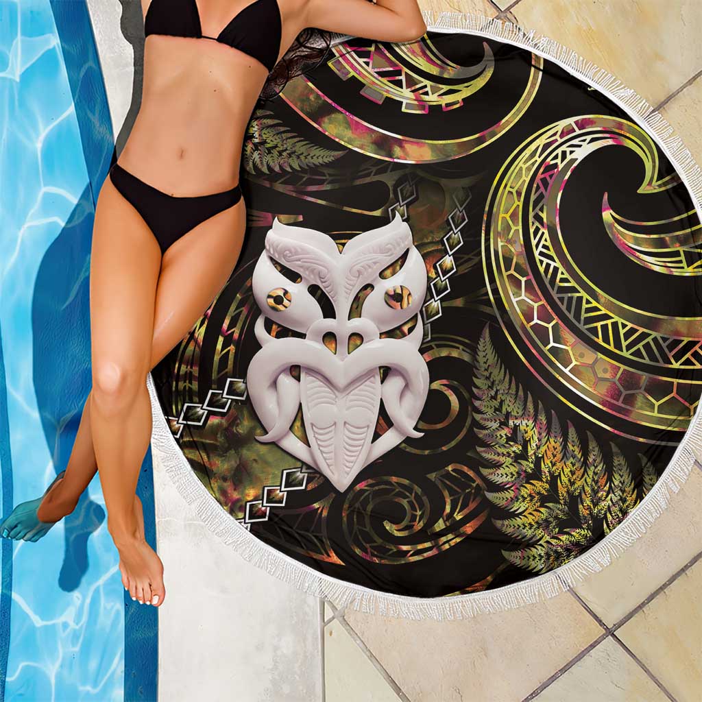 New Zealand Aotearoa Beach Blanket Maori Wheku Paua Shell Glitter Gold LT05 - Polynesian Pride